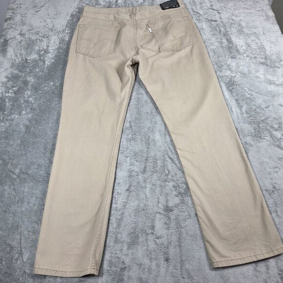 Levis 514 Pants Mens 36x32 Khaki Beige Straight Non-Stretch Cotton Twill Preppy - Picture 5 of 10